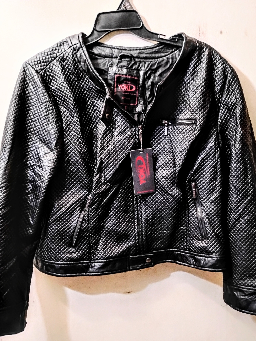 Yoki Black Quilted Faux Leather Jacket